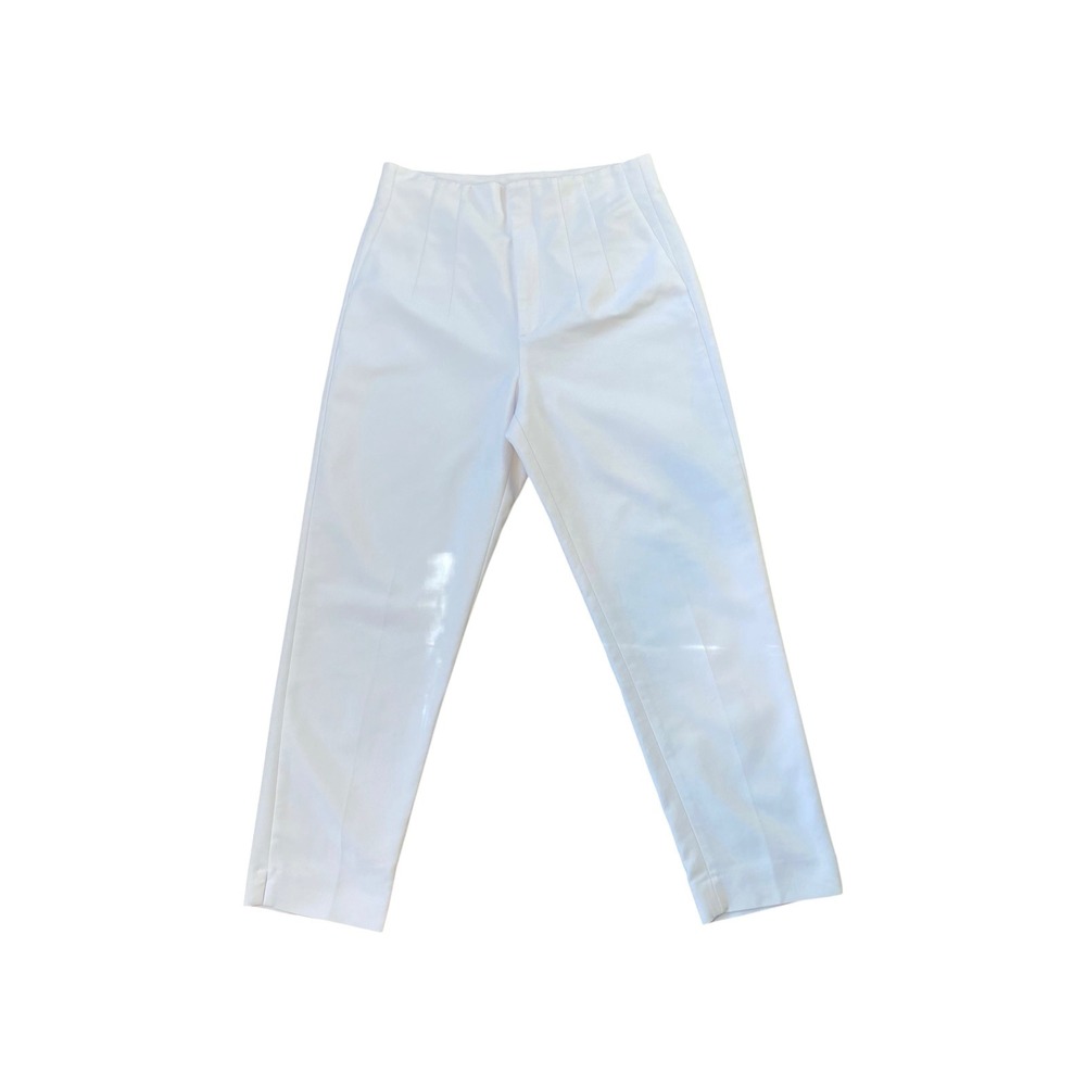 Zara White High Rise Pleated Cropped Pants Women's‎ Size 8 Trousers